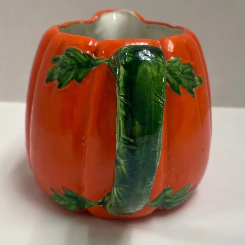Vintage Ceramic Pumpkin Pitcher Orange Fall Harvest Decor Made in Japan 4.5in